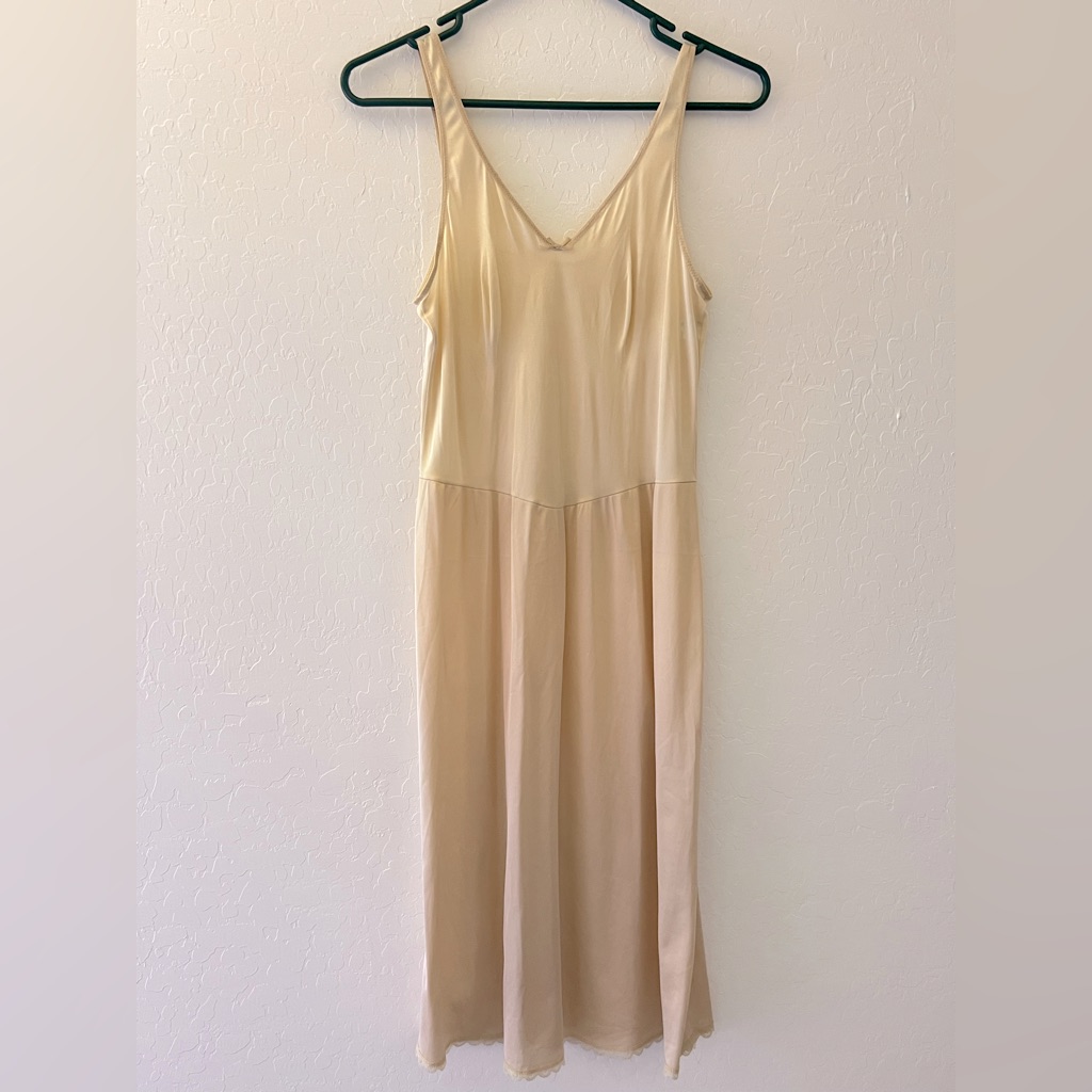 Vintage Warners Beige Nylon Lycra Slip Dress